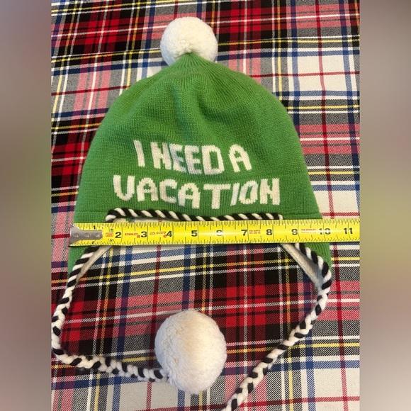 KATE SPADE NEW YORK “I NEED A VACATION” Green Fleece Hat - Picture 9 of 9